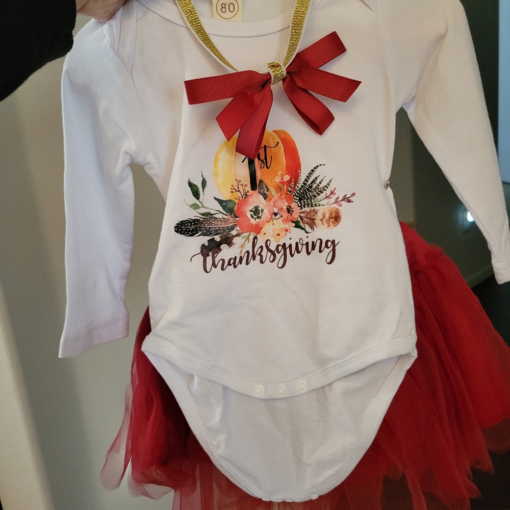 Baby girl first Thanksgiving outfit
